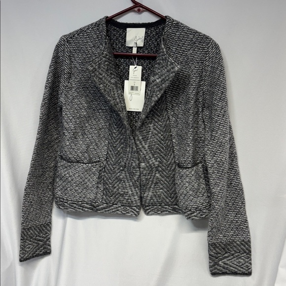 Joie Daksha two tone Heather grey long sleeve open front Alpaca and wool coat